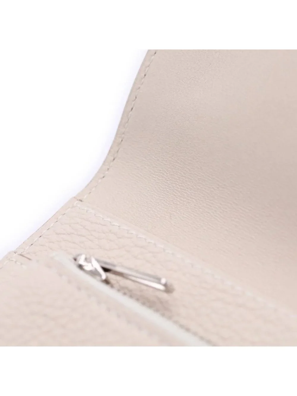 Hermes Dogon Compact Taurillon Silver Bifold Wallet Card Case Beton White
